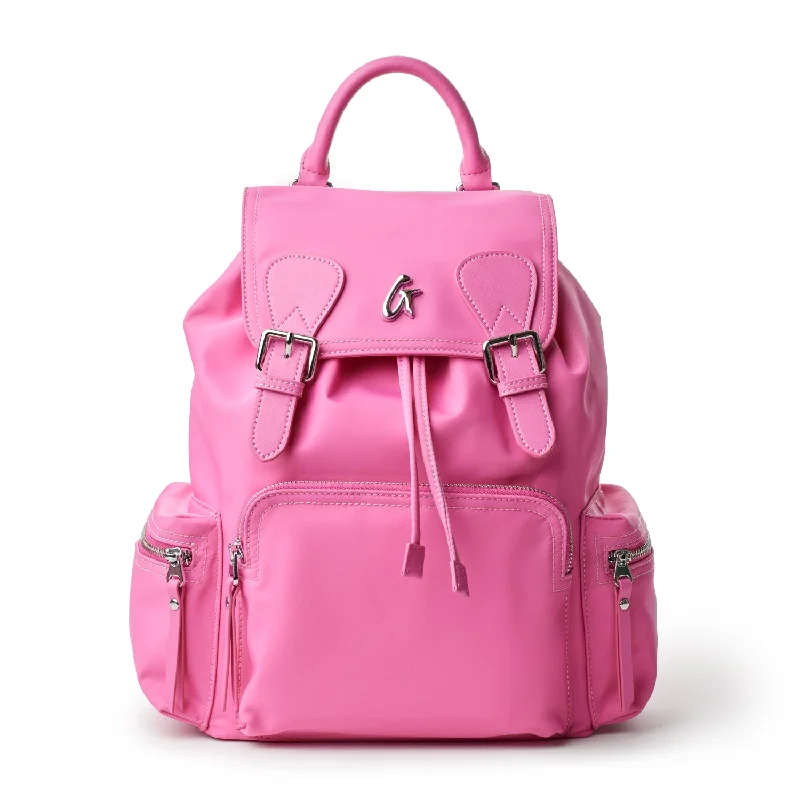 Multi-compartment backpack for organized school supplies -NYLON BACKPACK - HOT PINK