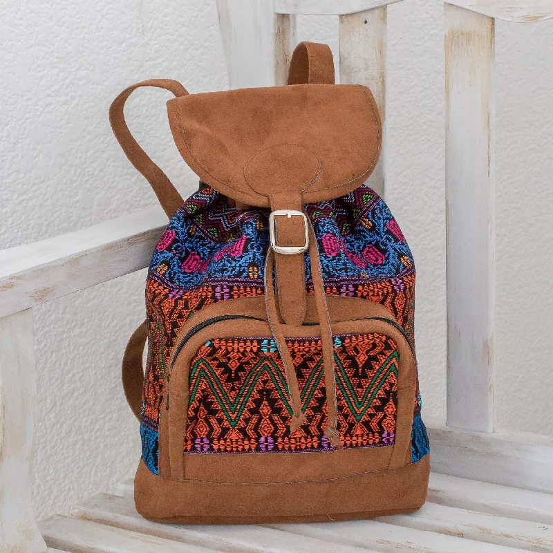 Fashionable canvas backpack for trendy college students -Multicolored Night Handwoven Multicolored Cotton Backpack from Guatemala