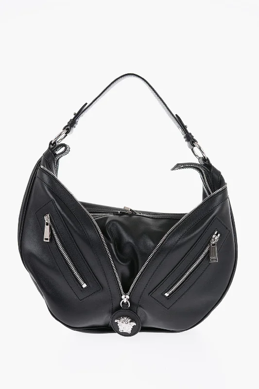 Versace Logoed Reapat Hobo Bag With Zip Detail