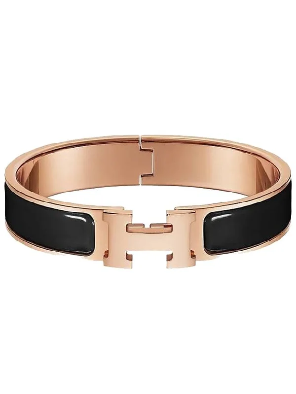 Click Clock H Bracelet Rose Gold Noir