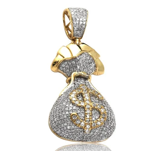 10K 1.05CTW DIAMOND MONEY BAG PENDANT