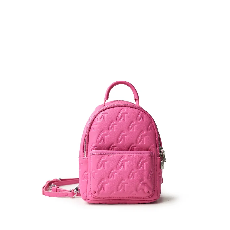 Outdoor survival backpack with emergency tool pockets -MINI MONOGRAM BACKPACK - HOT PINK