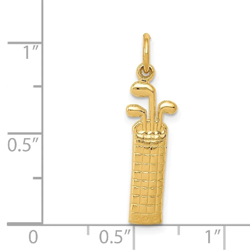 Diamond2Deal 14K Yellow Gold Golf Bag Pendant (L- 27 mm, W- 7 mm)