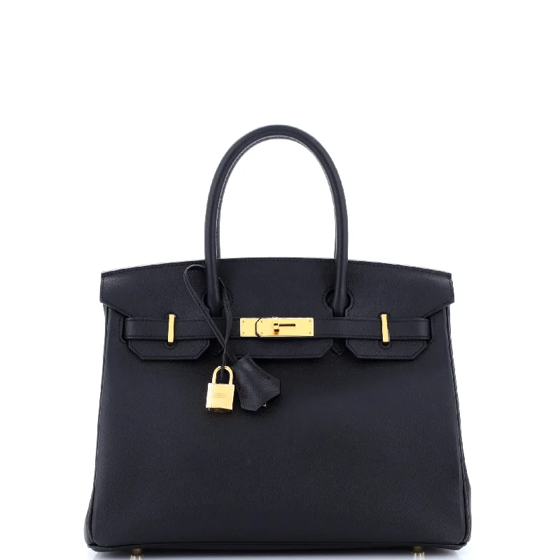 Birkin Handbag Noir Epsom with Gold Hardware 30