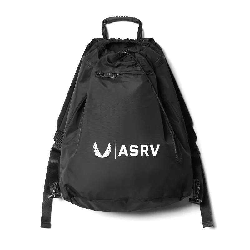 Urban travel backpack with smart organizer pockets -0505. Waterproof Rec Drawstring Backpack - Black/White