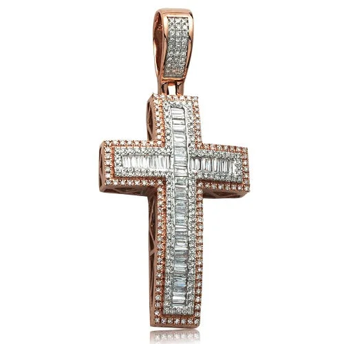 1.25CTW DIAMOND BAGUETTE CROSS PENDANT