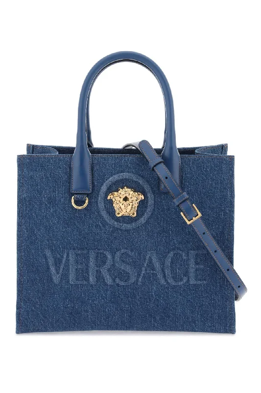 small denim la medusa tote bag