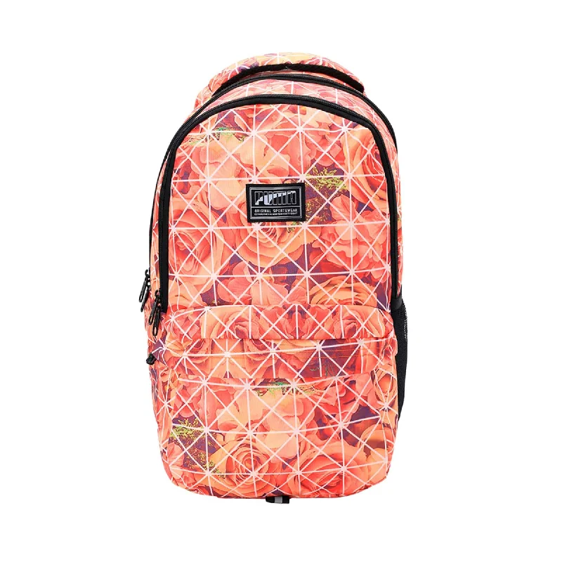 Vintage-inspired backpack with brass buckle details -Puma Unisex Orange Backpack Academy