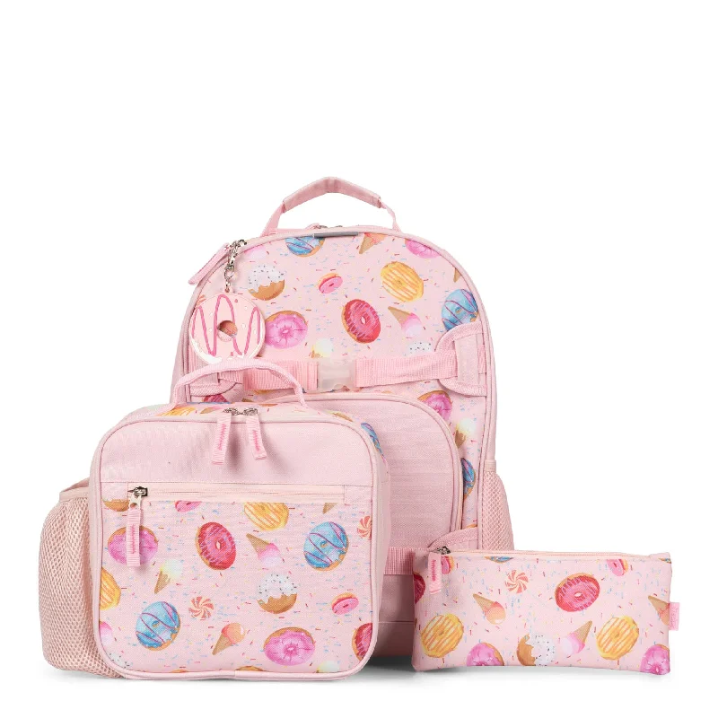 Durable polyester backpack for all-weather reliability -Donuts and Candies Backpack Set | 4 pieces