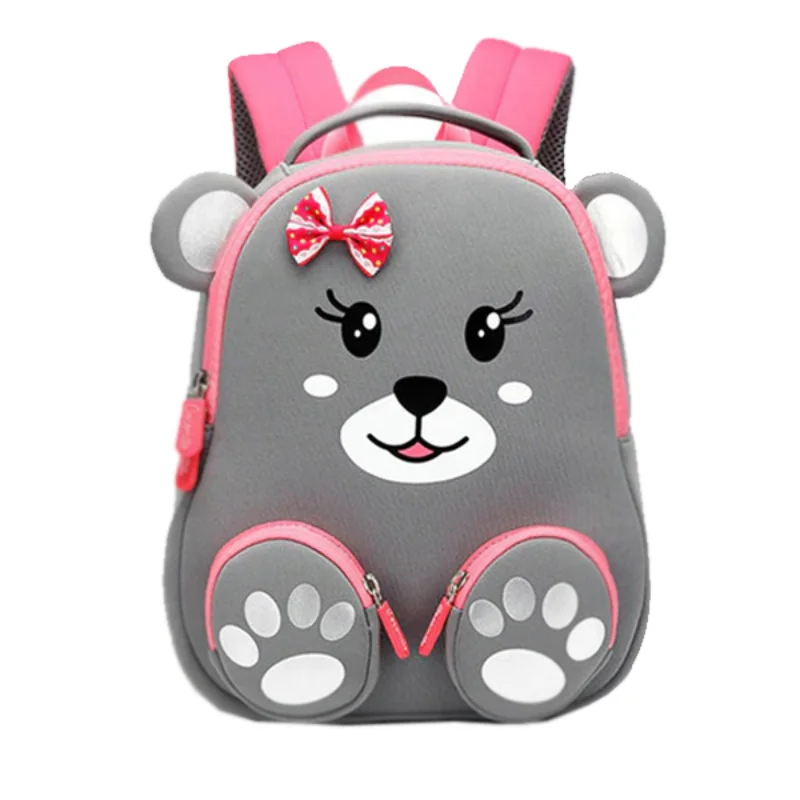 Eco-conscious backpack with sustainable fabric choices -3D Grey Bear Bag Backpack For Kids Children