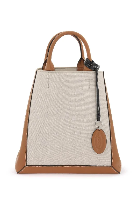 canvas & leather small tote bag