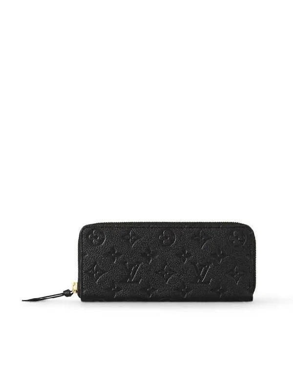 Clémence Monogram Empreinte Leather Long Wallet Black