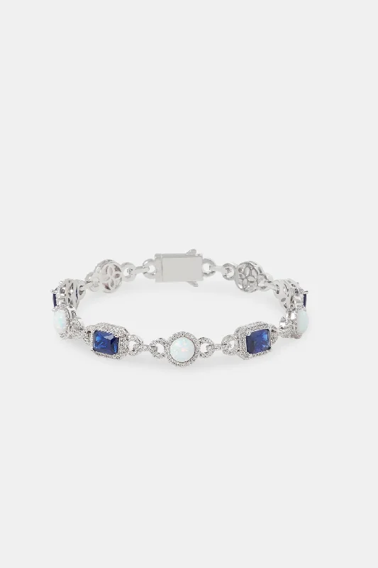 Opal & Blue Baguette Tennis Bracelet - 10mm