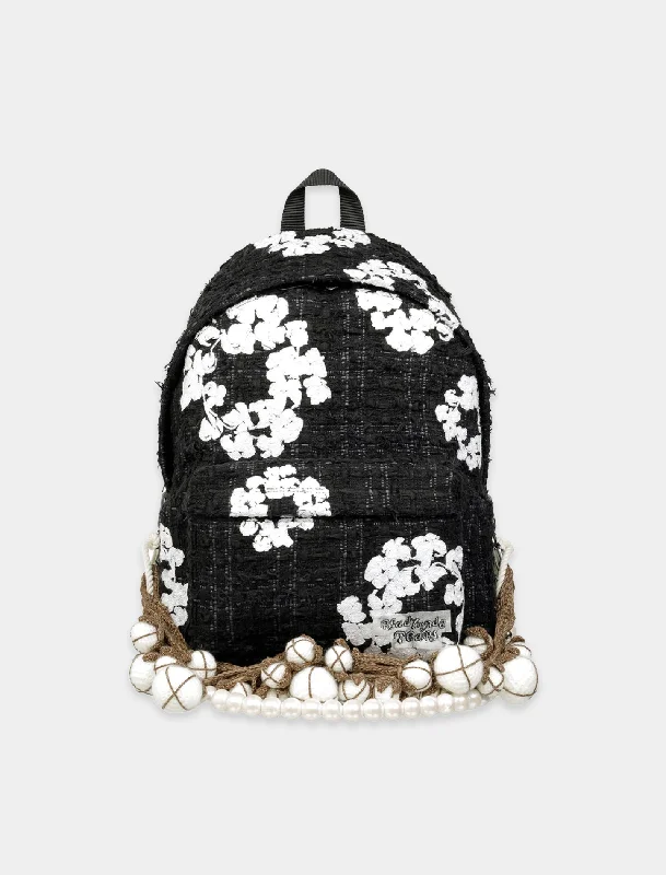 Stylish floral backpack for women’s summer style -DENIM TEARS TWEED BACKPACK W/ CHAIN