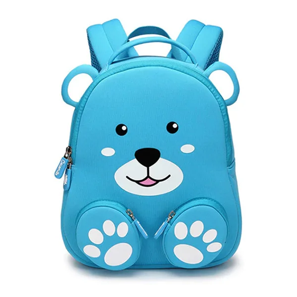 Premium travel backpack with lockable zipper security -3D Blue Bear Bag Backpack For Kids Children