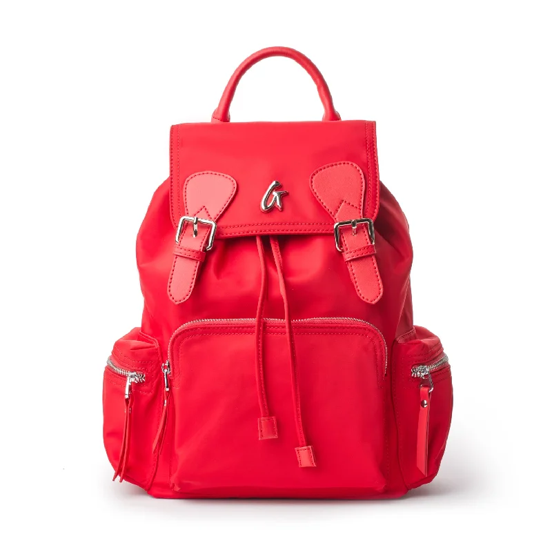 Bright orange backpack for outdoor visibility needs -NYLON BACKPACK - RED