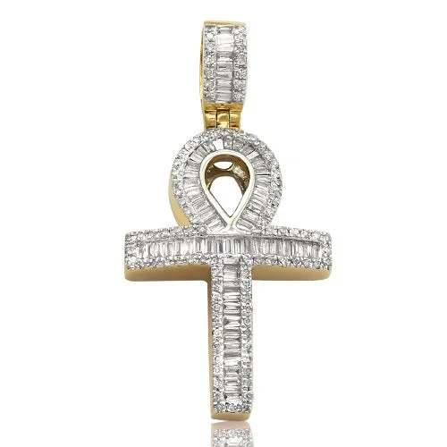 0.75CTW DIAMOND BAGUETTE ANKH PENDANT