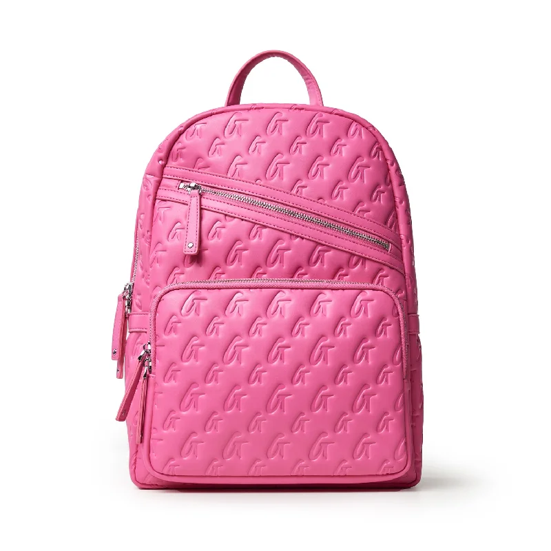 Sleek nylon backpack for lightweight travel ease -MONOGRAM BACKPACK - HOT PINK