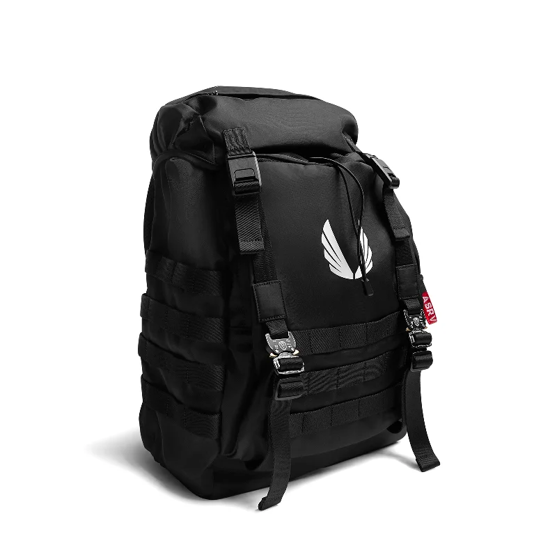 Expandable travel backpack for extra souvenir space -0961. Waterproof MOLLE Backpack - Black