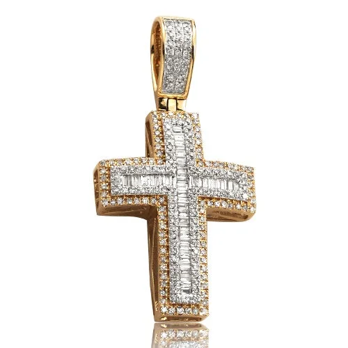 0.80CTW DIAMOND BAGUETTE CROSS PENDANT