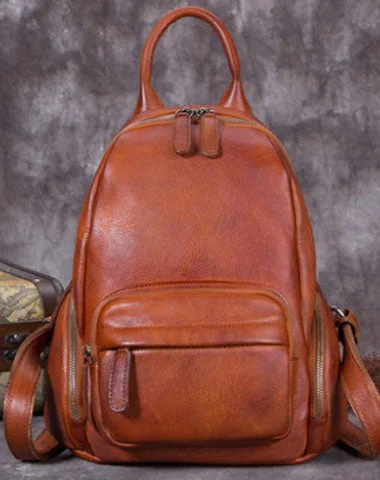 Eco-friendly backpack made from recycled materials -Genuine Handmade Leather Backpack Bag Vintage Shoulder Bag Women Leather Purse