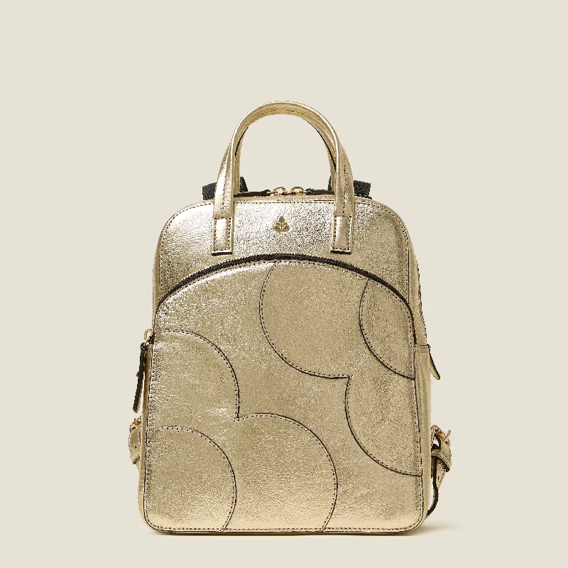 Weather-resistant backpack for extreme outdoor conditions -Emilia Petite Backpack - Spot Flower Gold