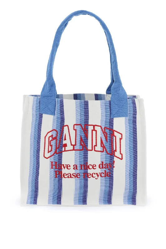 recycled cotton striped tote bag