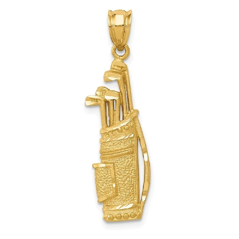 Diamond2Deal 14K Yellow Gold Golf Bag Pendant (L- 33 mm, W- 10 mm)