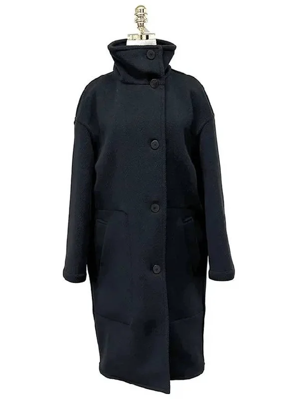 Cocoon Blue Black Coat H3H0187D