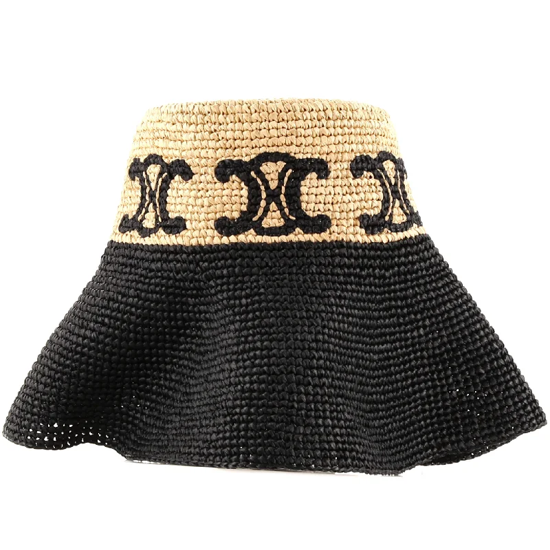 Bucket bags with simple silhouettes for easy pairing with various outfits-Triomphe Wide Brim Bucket Hat Raffia