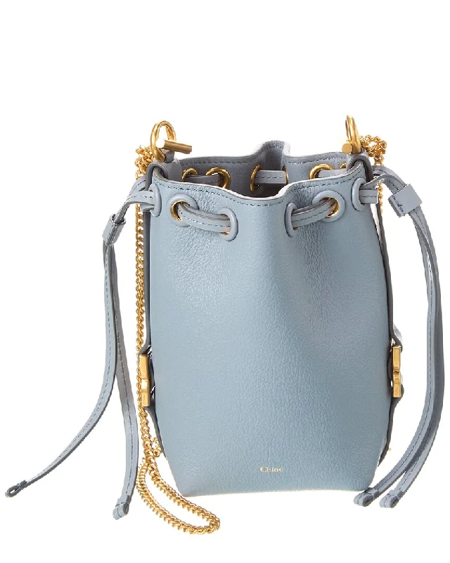 Bucket bags with geometric embellishments for a modern and artistic look-Chloé Marcie Micro Leather Bucket Bag