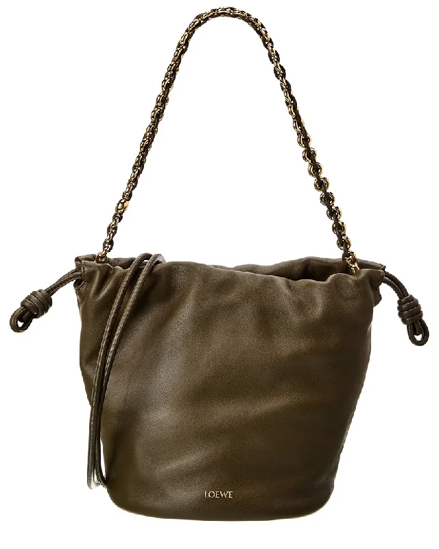 Bucket bags with embroidered patches for a trendy and street-style appeal-Loewe Flamenco Leather Bucket Bag