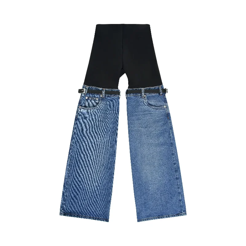 Bucket bags with studded details for an edgy, rock-inspired fashion look-Hybrid Denim Pants in Black/Blue