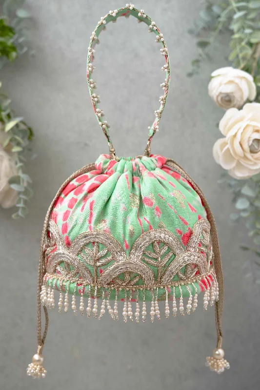 Best bucket bags with tassels and charms for a personalized, boho-inspired style-Mint Shibori Bucket Bag