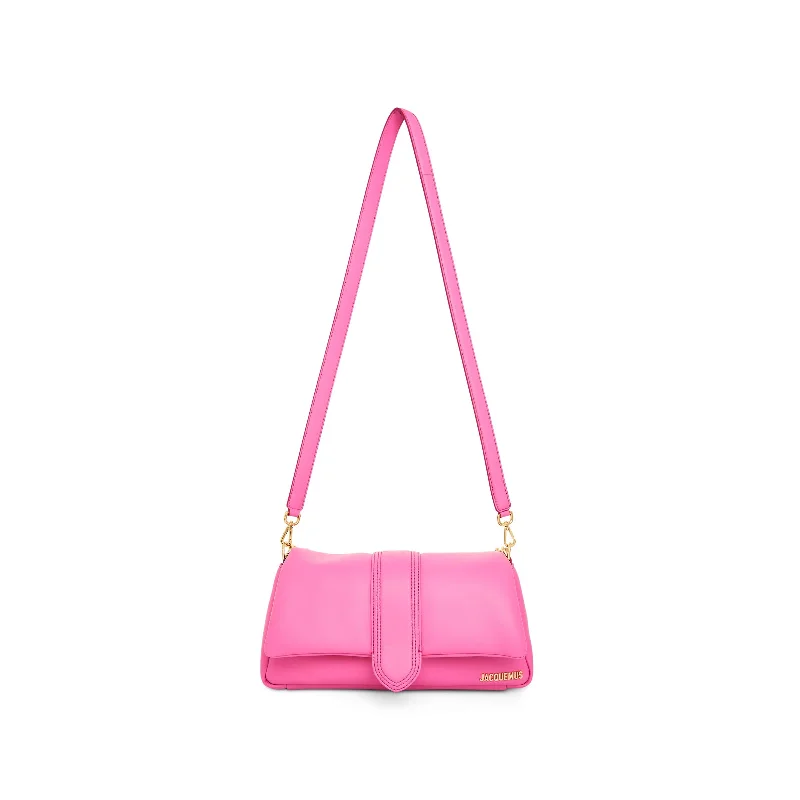 Best bucket bags for travel with ample space and secure zippered closures-Le Bambimou Leather Bag in Neon Pink