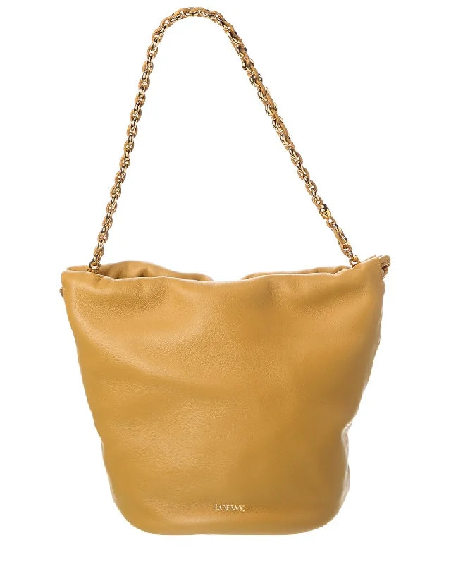 Bucket bags with wide straps for even weight distribution and comfortable carrying-Loewe Flamenco Leather Bucket Bag