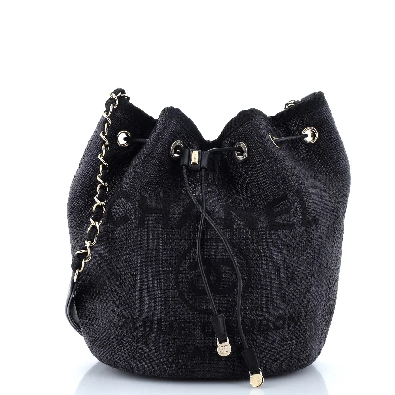 Bucket bags with chain straps for an elevated and trendy look-Deauville Drawstring Bucket Bag Raffia Medium