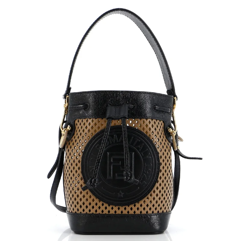 Best bucket bags with nylon material for a lightweight and durable option-Mon Tresor Bucket Bag Perforated Leather Mini