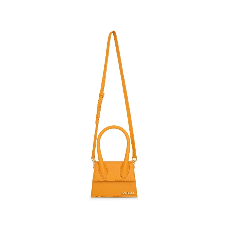 Bucket bags with faux fur accents for a fun and textured design for winter fashion-Le Chiquito Moyen Leather Bag in Dark Orange