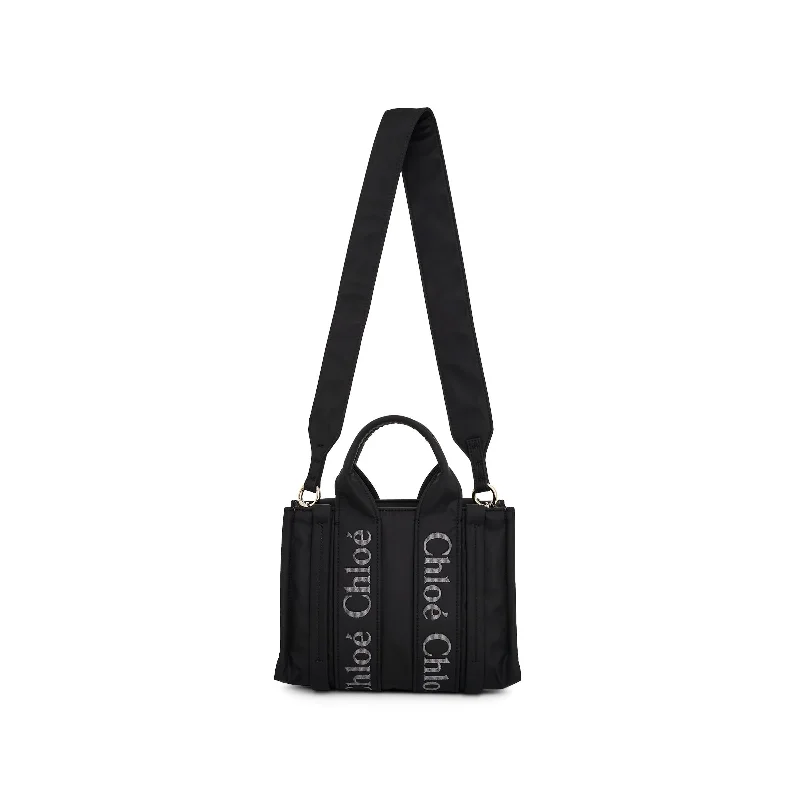 Bucket bags with structured designs for a polished and professional appearance-Small Woody Tote Bag in Black