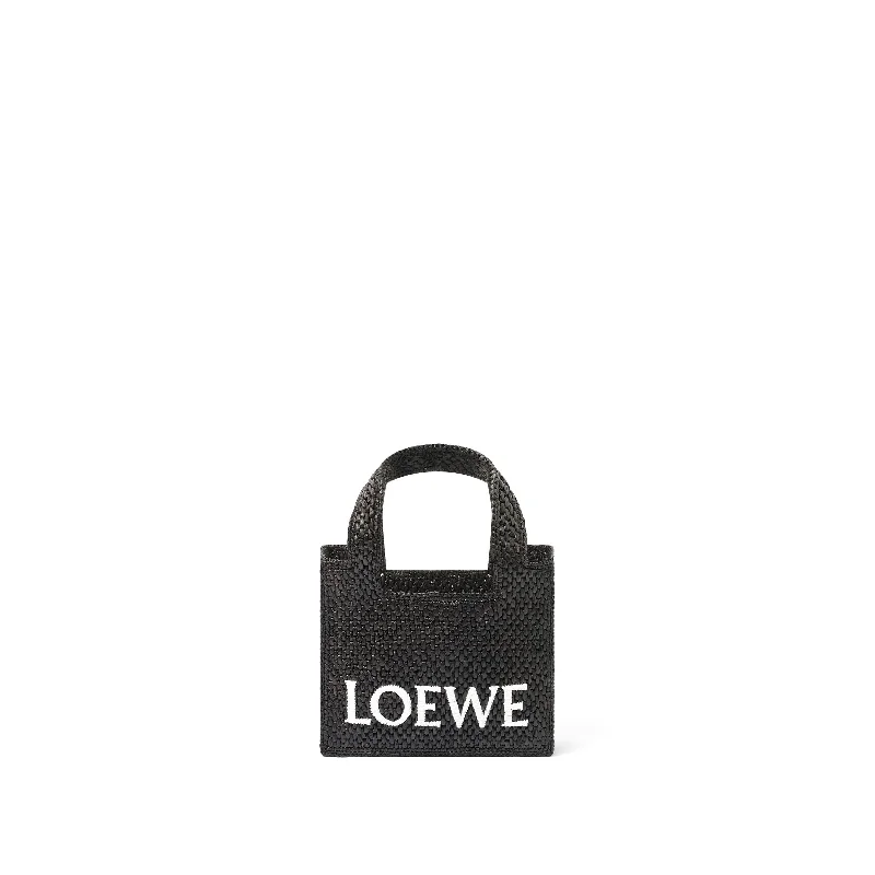 Bucket bags with metallic finishes for a glam and reflective statement piece-Loewe Font Tote Mini Bag in Black