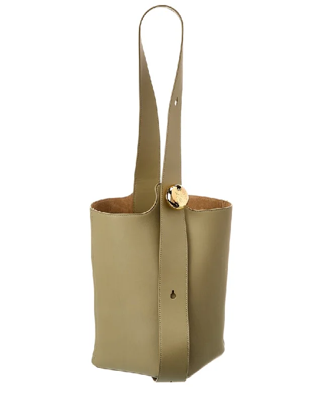 Bucket bags with graphic prints for a bold and modern style-Loewe Pebble Medium Leather Bucket Bag