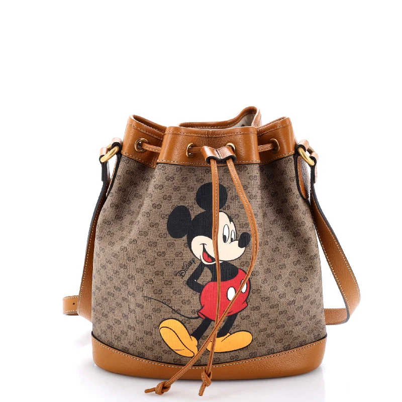 Affordable bucket bags with faux leather for a budget-friendly and trendy style-Disney Mickey Mouse Bucket Bag Printed Mini GG Coated Canvas