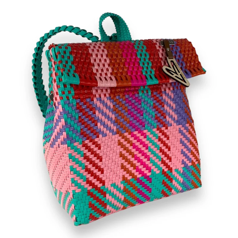 Anti-theft backpack with hidden zipper security -Maria Victoria | Finch BK | Upcycled, Handwoven, Multicolor Backpack