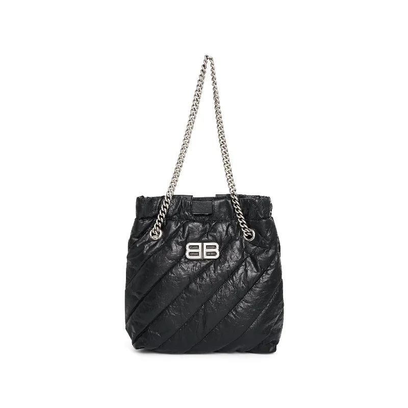 Bucket bags with wide straps for even weight distribution and comfortable carrying-Crush Small Tote Bag in Black