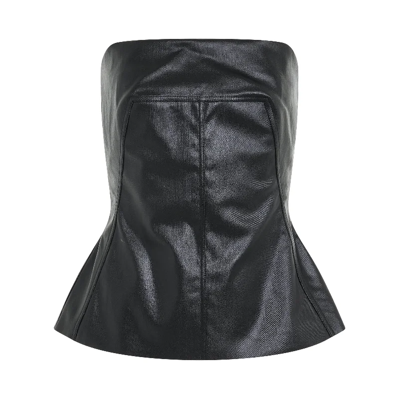 Bucket bags with monochromatic designs for a sleek and minimalist fashion accessory-Denim Bustier Top in Black