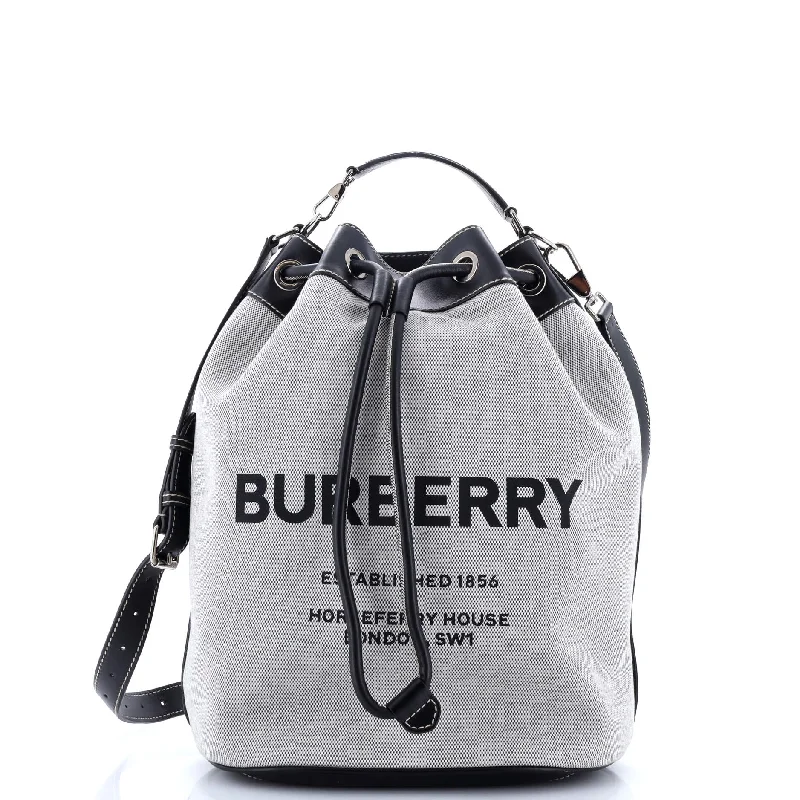 Best bucket bags for night outs with bold, chic designs for statement fashion-Horseferry Drawstring Bucket Bag Printed Canvas with Leather