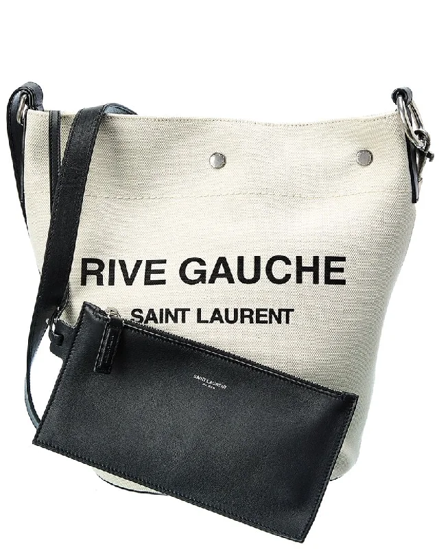 Best bucket bags for night out with unique designs and elegant details for evening wear-Saint Laurent Rive Gauche Canvas & Leather Bucket Bag