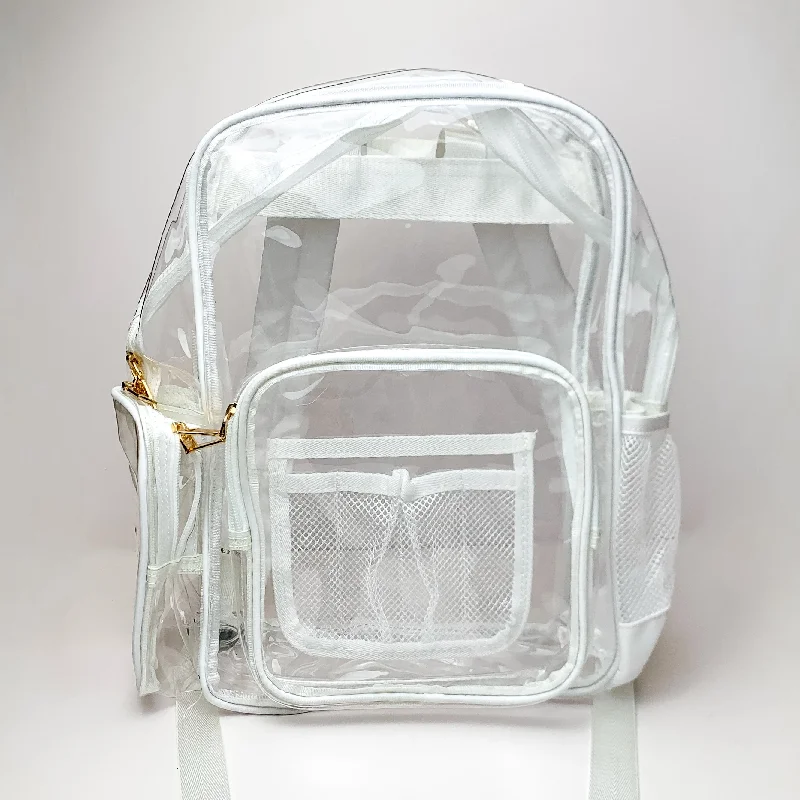 Waterproof roll-top backpack for kayaking adventures -Clear Backpack in White