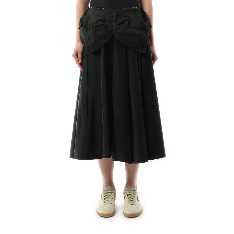 Bucket bags with geometric embellishments for a modern and artistic look-Poly Taffeta Midi Skirt in Black